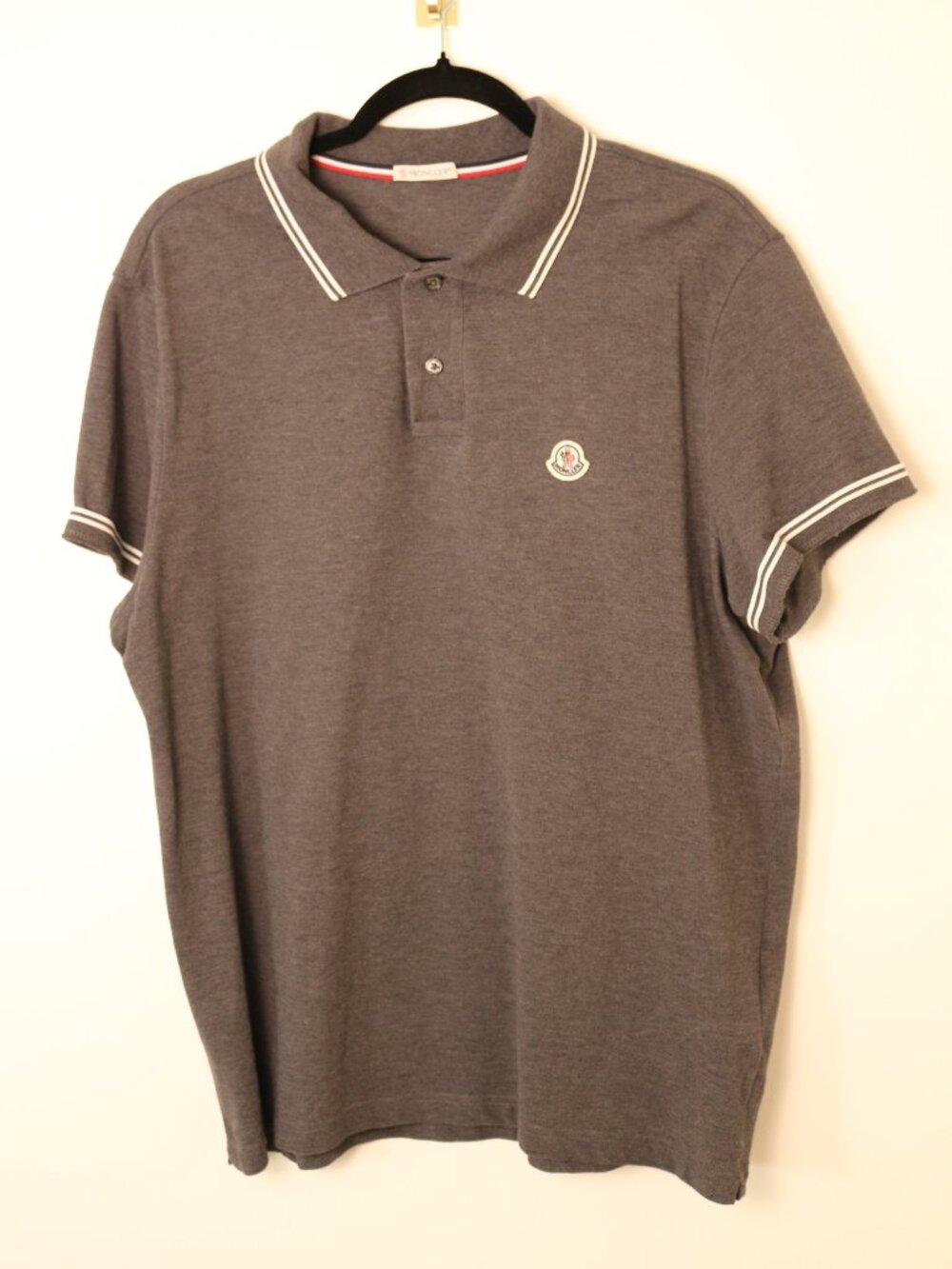 Moncler Grey Cotton Piqué Logo Patch Polo Shirt Men's XL